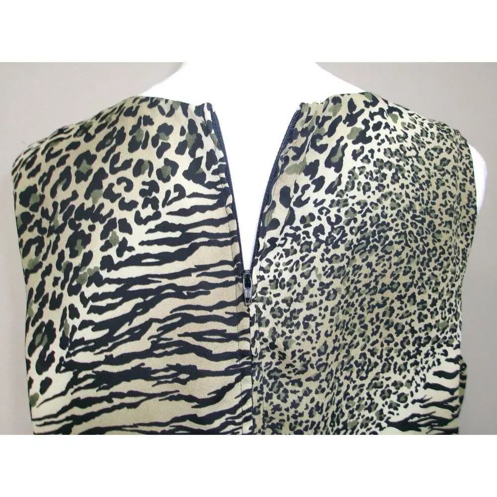 Sheath Dress Animal Print Sz‎ 14 Sleeveless Zip Up Back Lined Y2K Made In USA